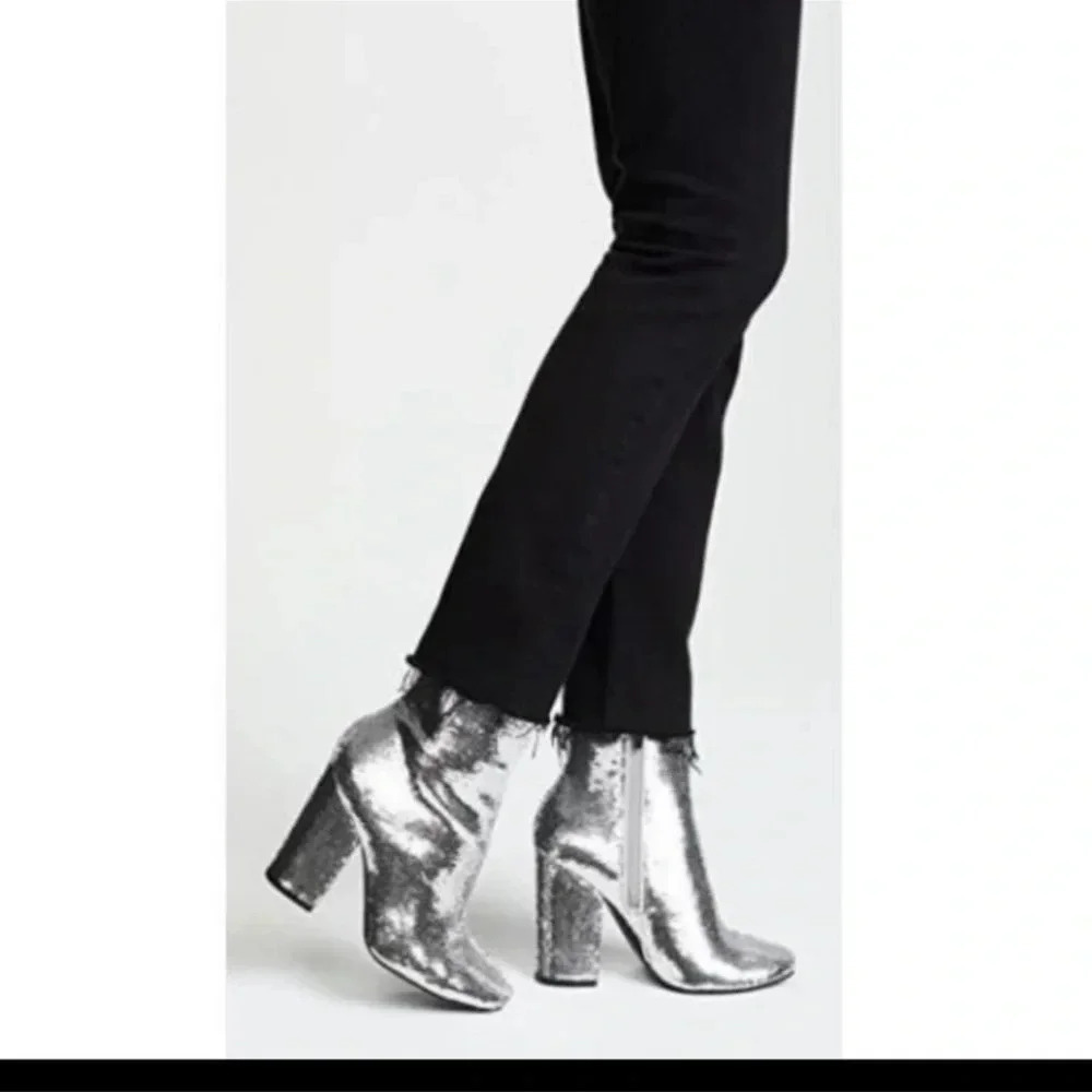 Kendall + Kylie Haedyn Sequin Ankle  Bootie Silver whimsical concert
